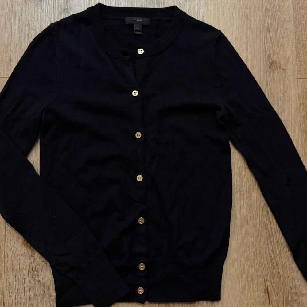 J. Crew Black Button Down Shirt with Gold Buttons